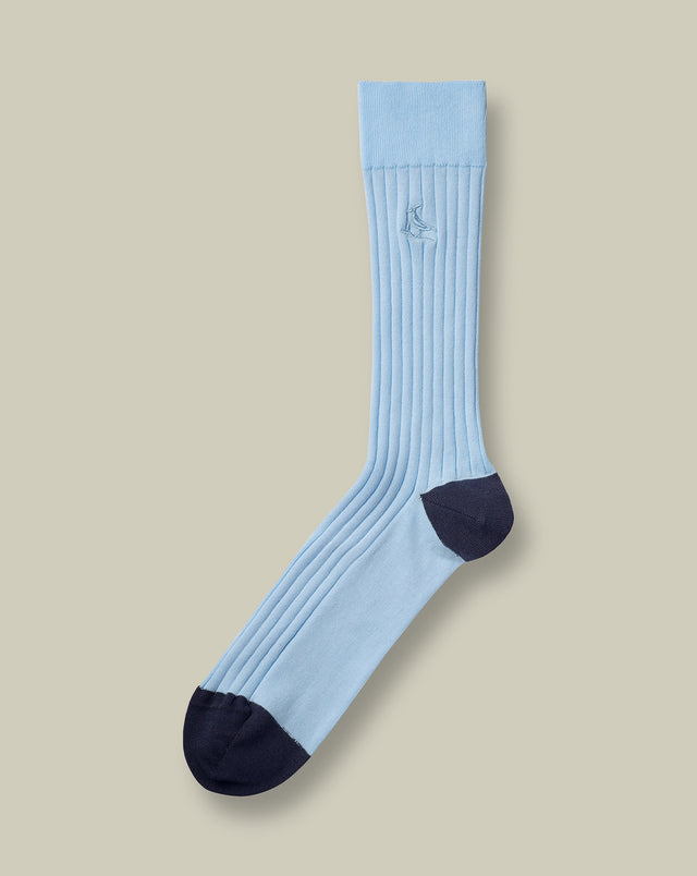 Cotton Rib Socks - Light Blue