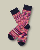 Socks à rayures multicolores - Rose vif