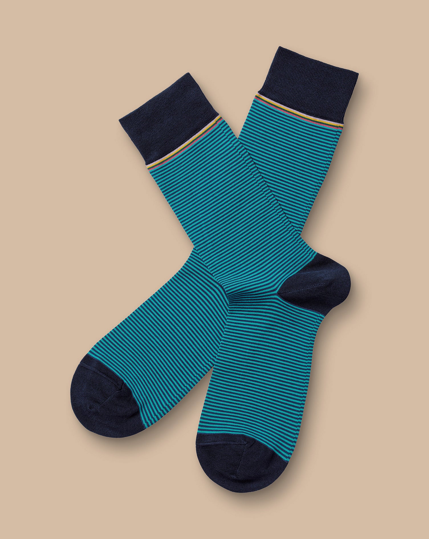 Fine Stripe Socks Aqua Green