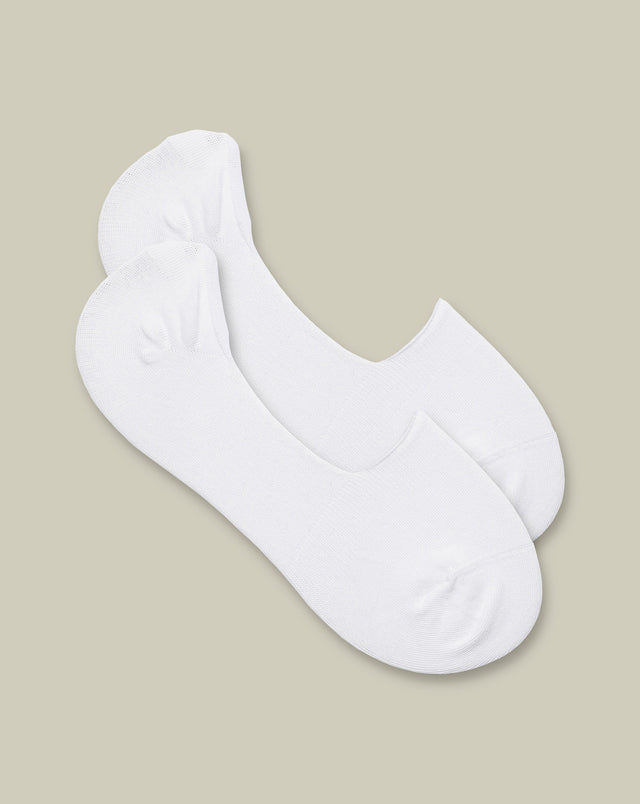 Cotton Rich 2 Pack No Show Socks - White