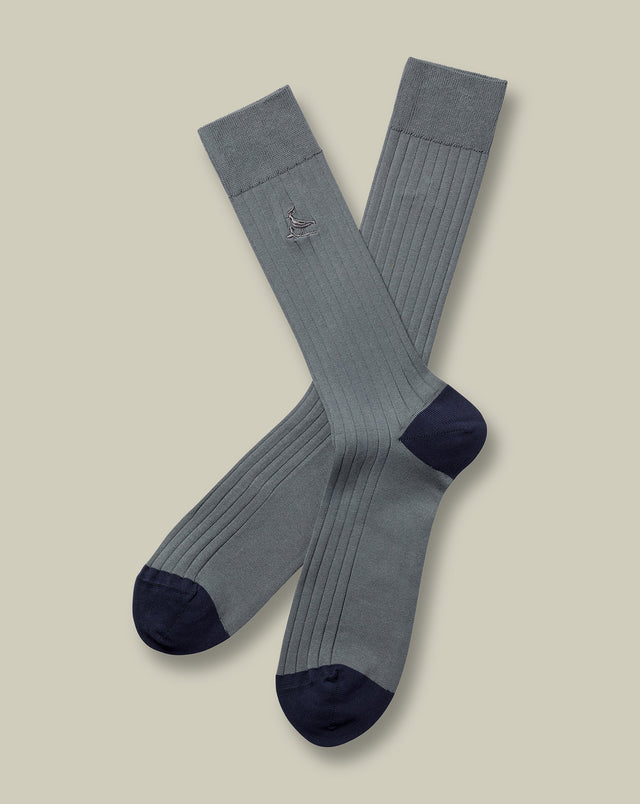 Cotton Rib Socks - Grey