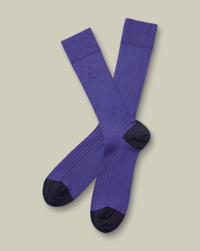 Cotton Rib Dress Socks - Purple