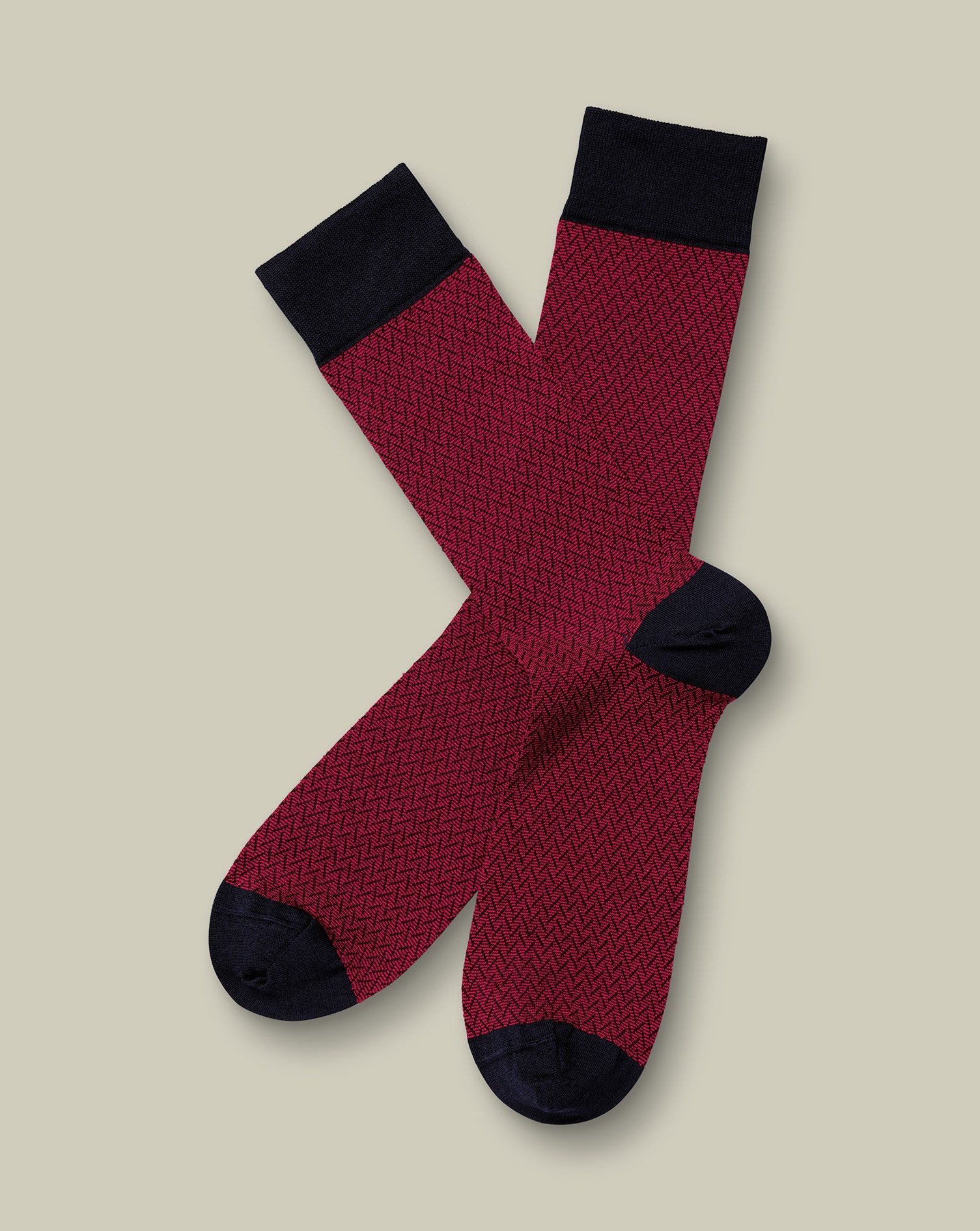 Herringbone Socks Red