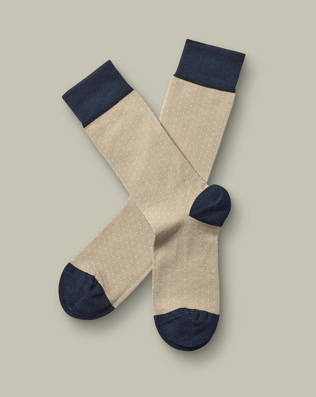 Micro Dash Socks – Stone & White