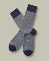 Herringbone Socks – Navy & Grey