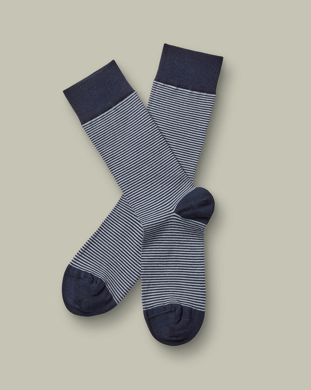 Stripe Socks – Navy & Grey