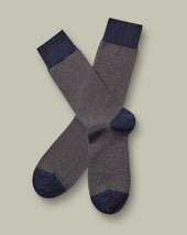 Puppytooth Socks – Navy and Tan