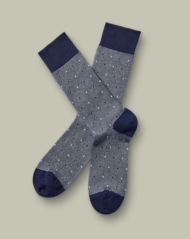 Spot Socks – Navy & Grey