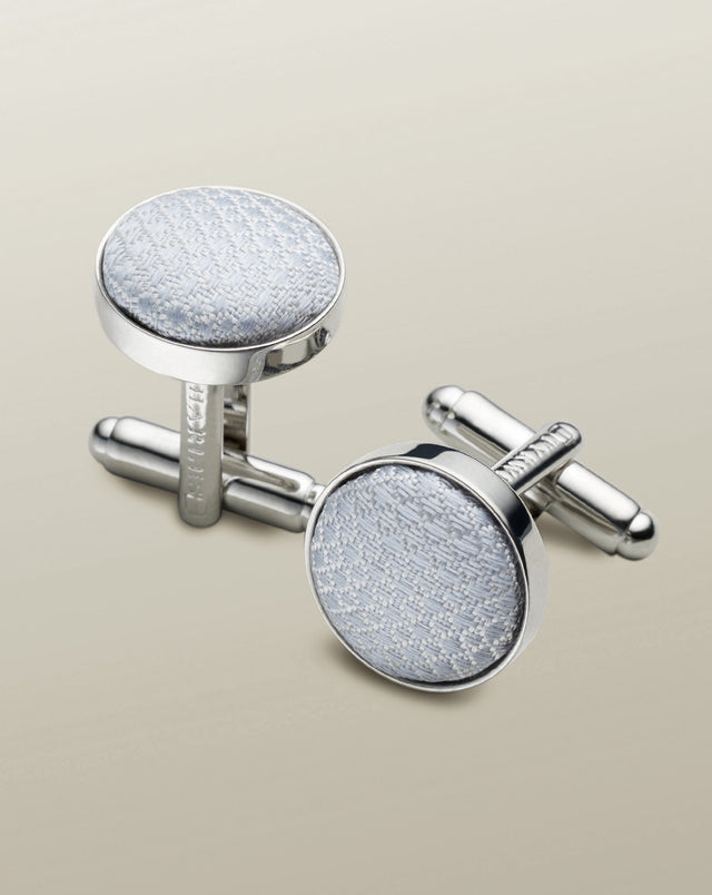 Silk Round Cufflinks - Ice Blue