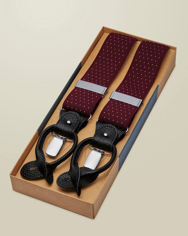 Spot Combination Braces - Wine and White
