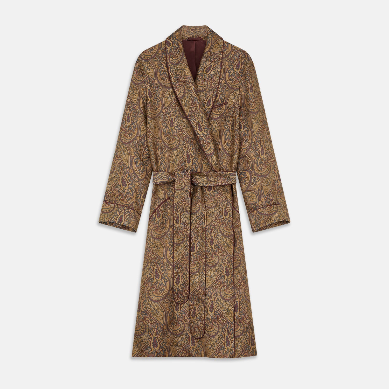 Gold Paisley Traditional Silk Jacquard Gown