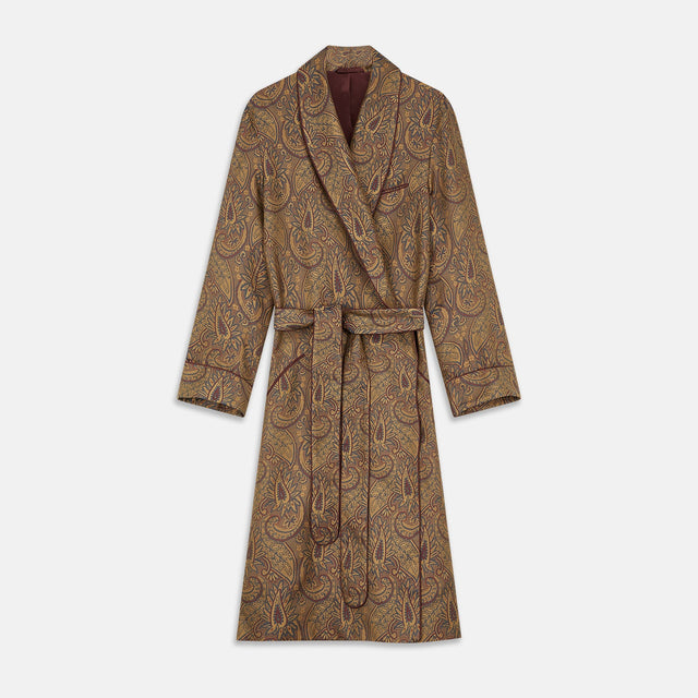 Gold Paisley Traditional Silk Jacquard Gown
