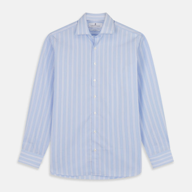 Tonal Blue Stripe Tailored Fit Shirt with Kent Collar