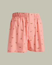 Fox Print Woven Boxers - Coral Pink