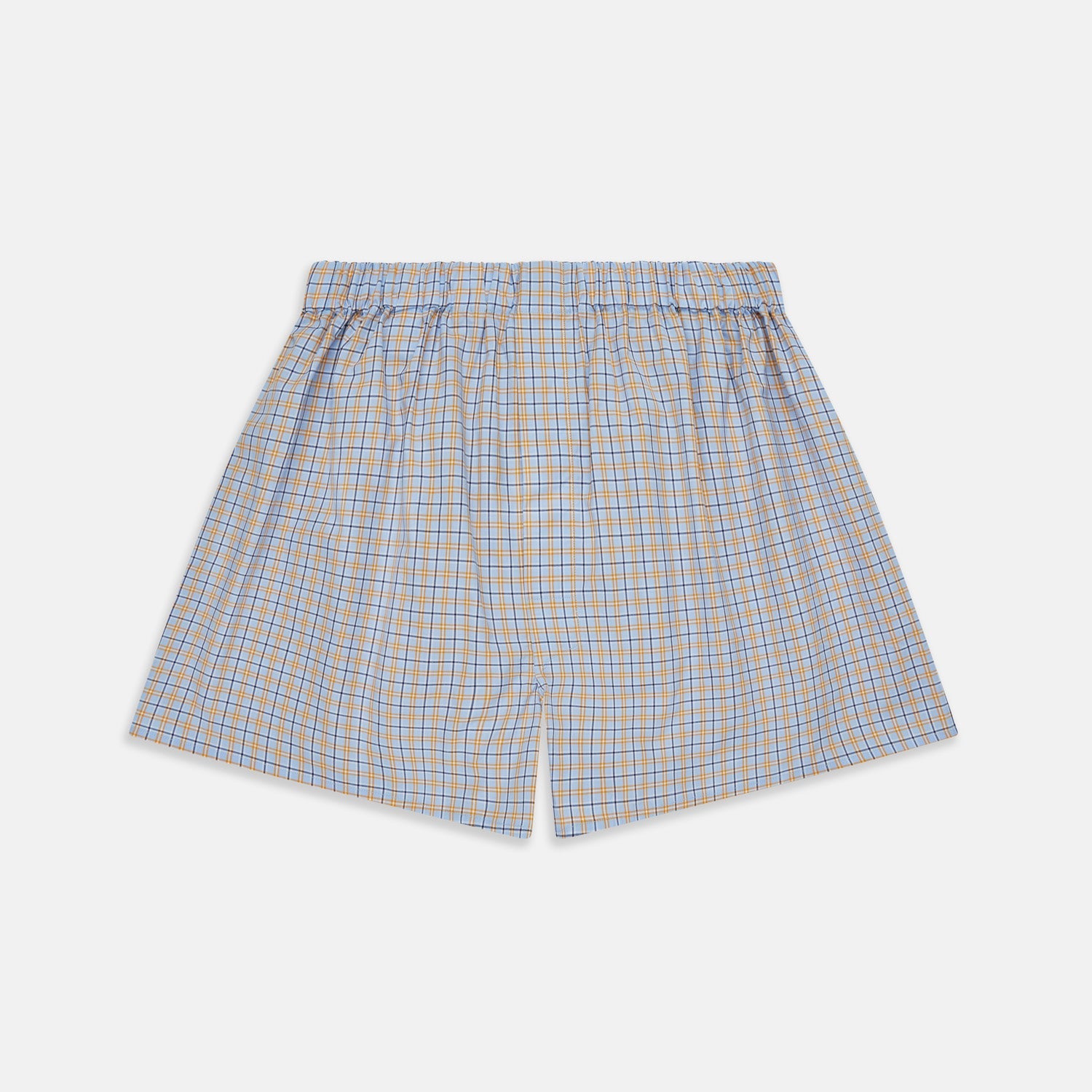 Orange Navy Check Cotton Boxer Shorts