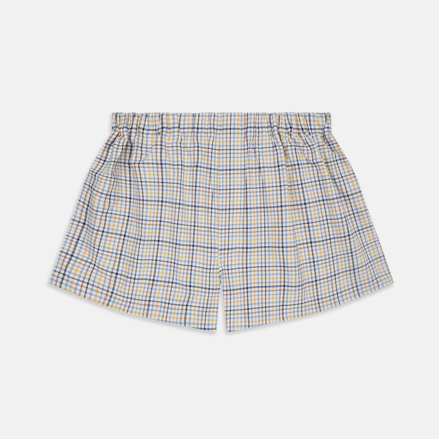 Yellow Multi Check Cotton Boxer Shorts