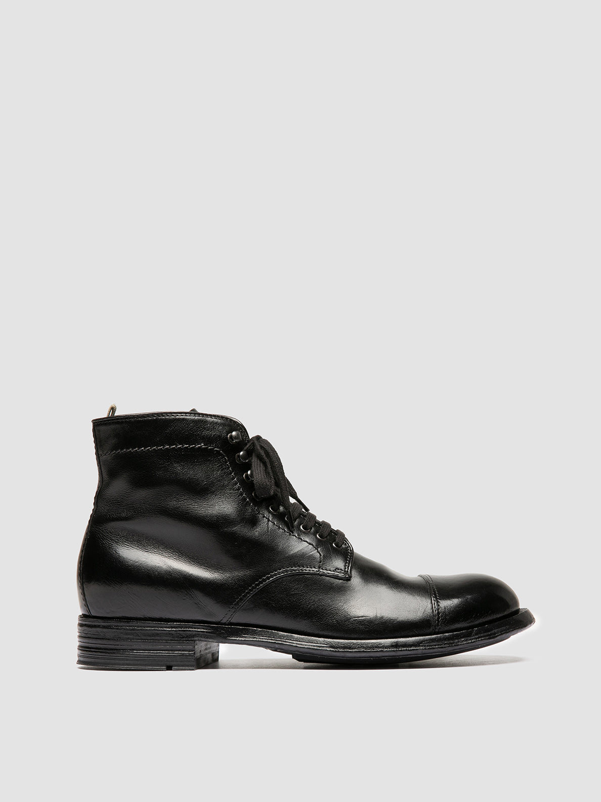 Admiral 010 Black Leather Lace Up Boots