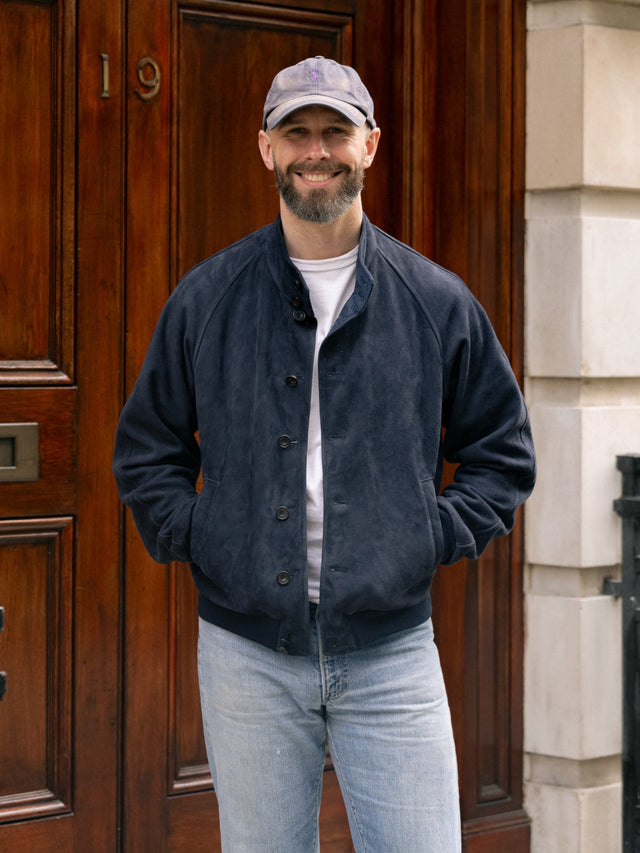 The PS Reversible Suede Bomber - Navy