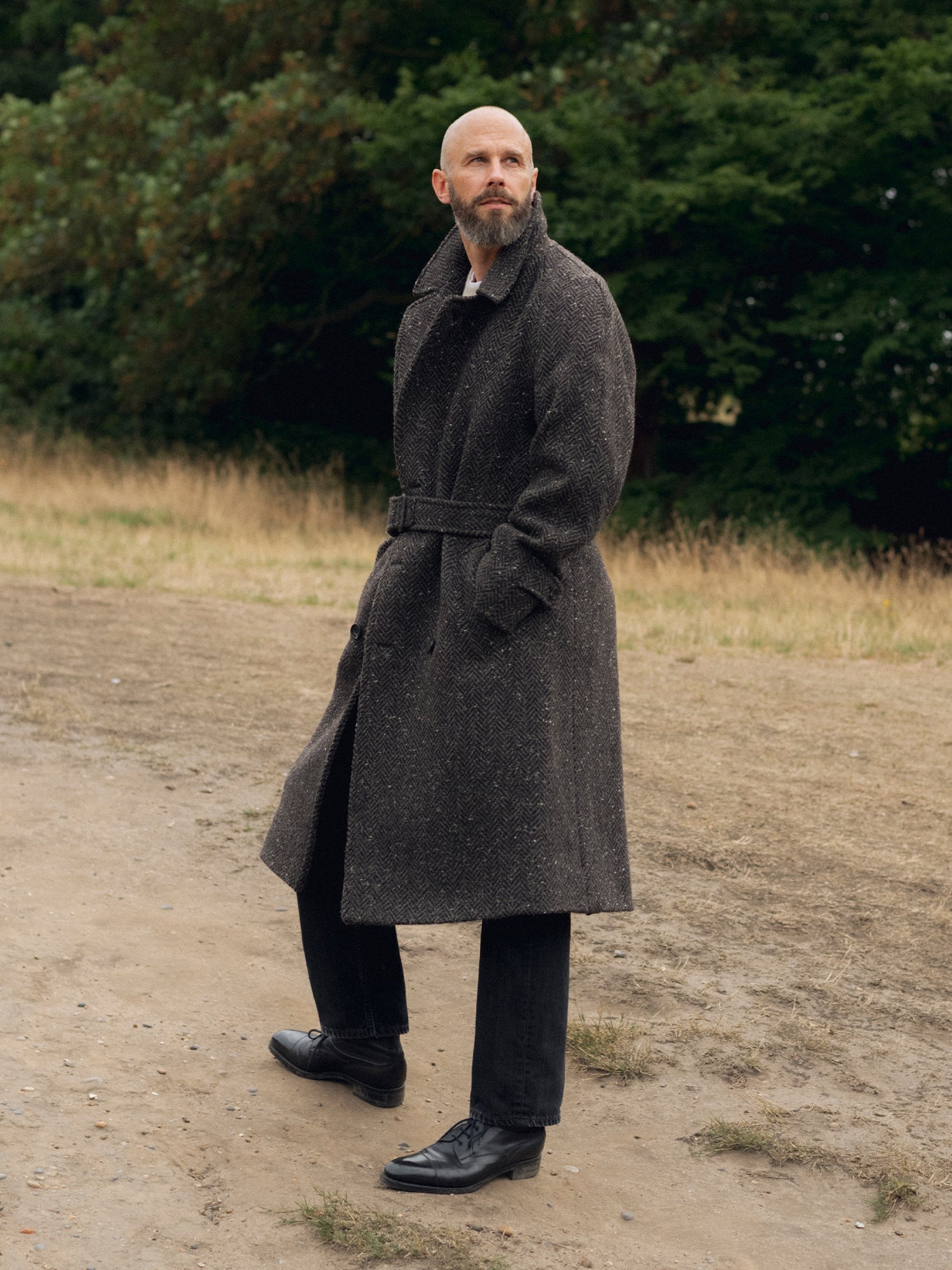 The Ps English Tweed Overcoat Dark Brown