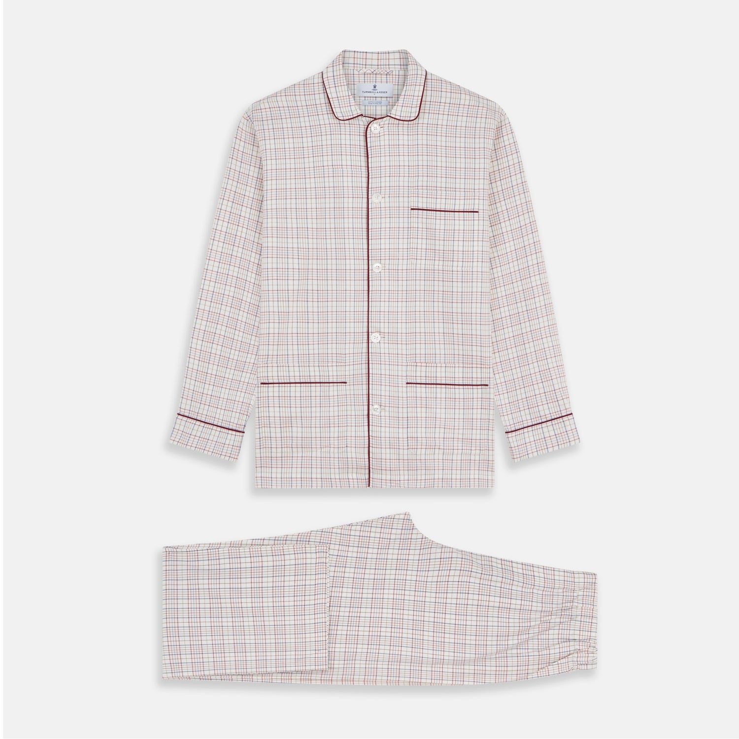 Red Multi Check Cotton Cashmere Modern Pyjama Set