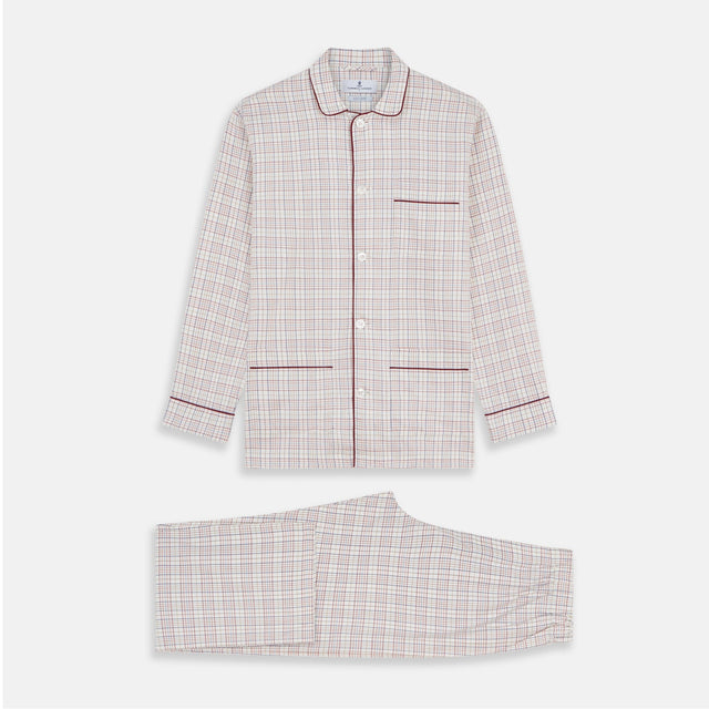 Red Multi Check Cotton-Cashmere Modern Pyjama Set