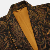 Gold Multi Floral Cotton Wool Silk Jacquard Pierce Gown