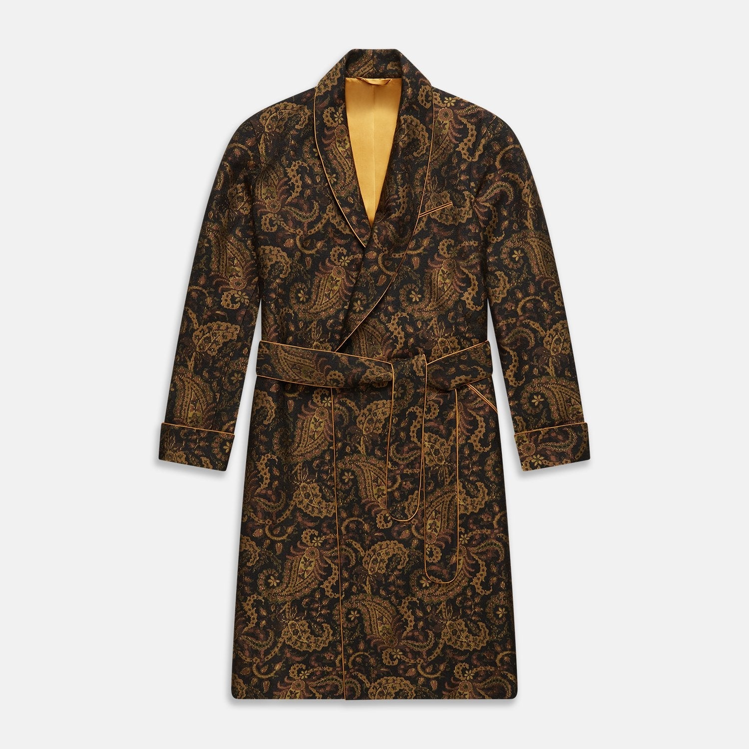 Gold Multi Floral Cotton Wool Silk Jacquard Pierce Gown