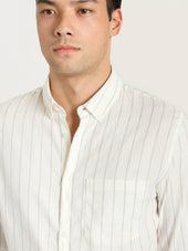 The All Day Shirt Linen Collared Stripe Linen