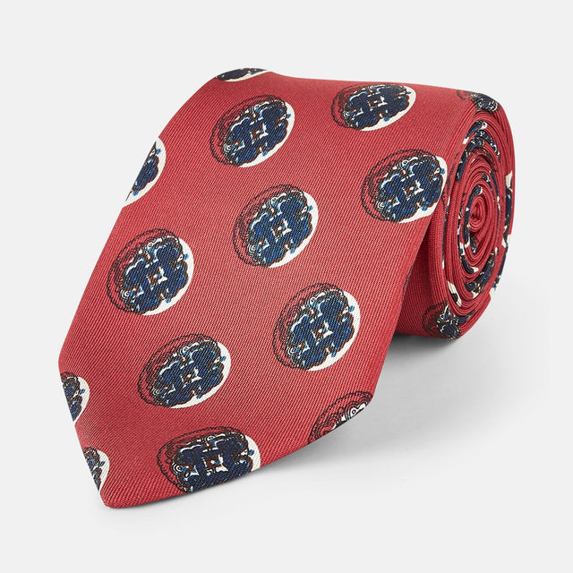 Red Shadow Spot Printed Silk Tie