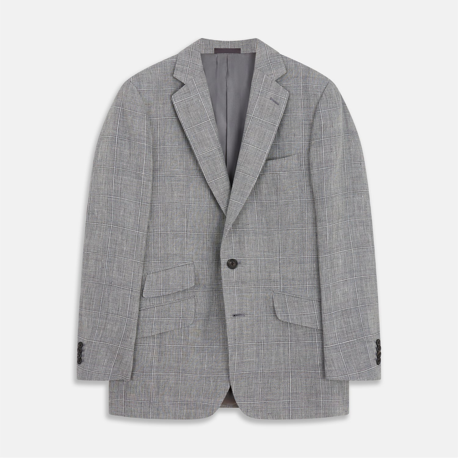 Grey Check Linen Blend Barrington Blazer