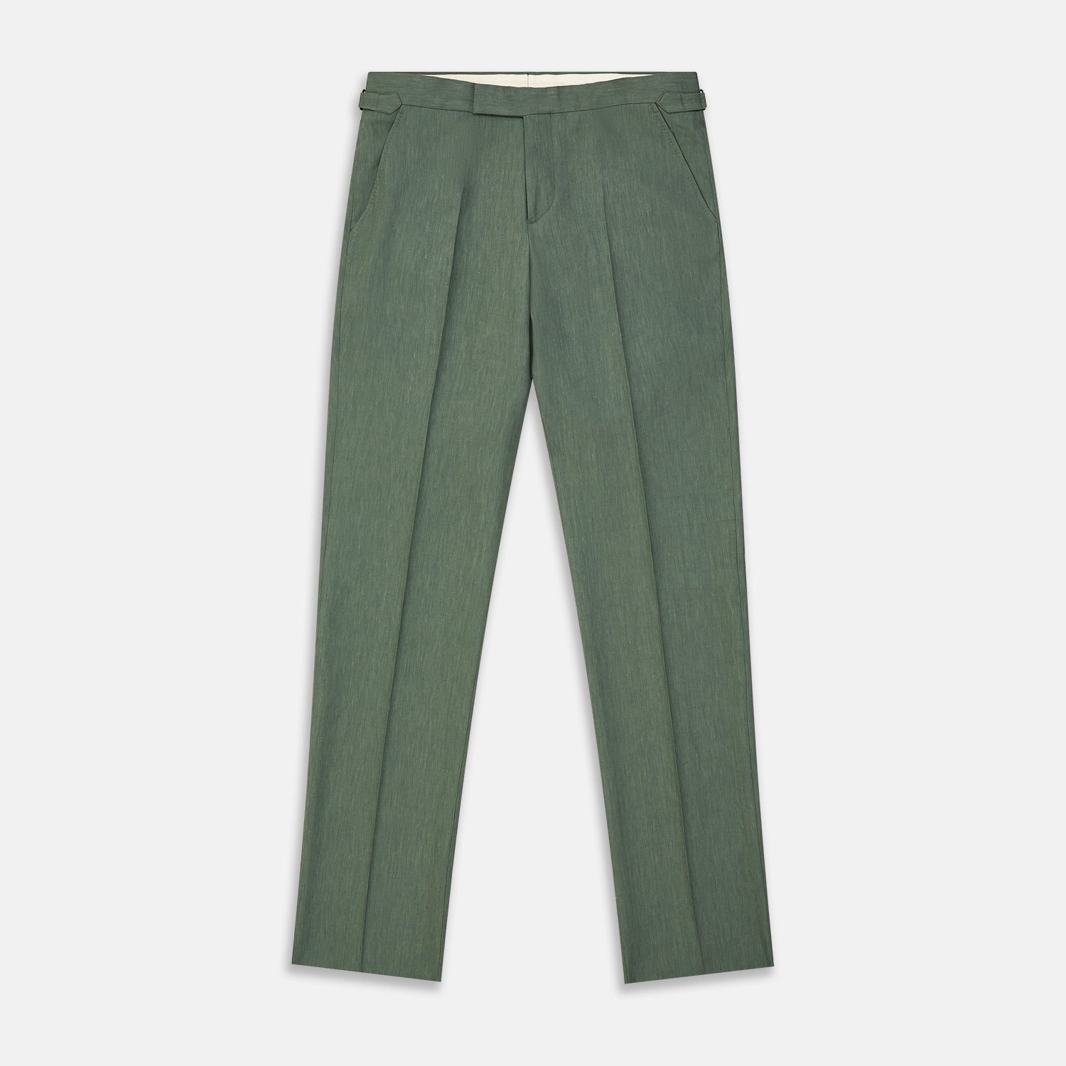 Green Wool And Linen Blend Jonathan Trouser
