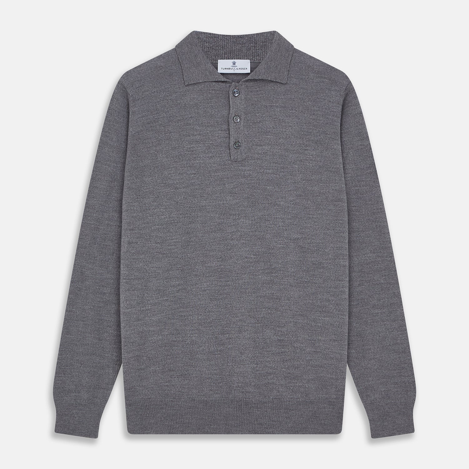 Grey Merino Wool Cecil Rugby Polo Shirt