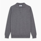 Grey Merino Wool Cecil Rugby Polo Shirt