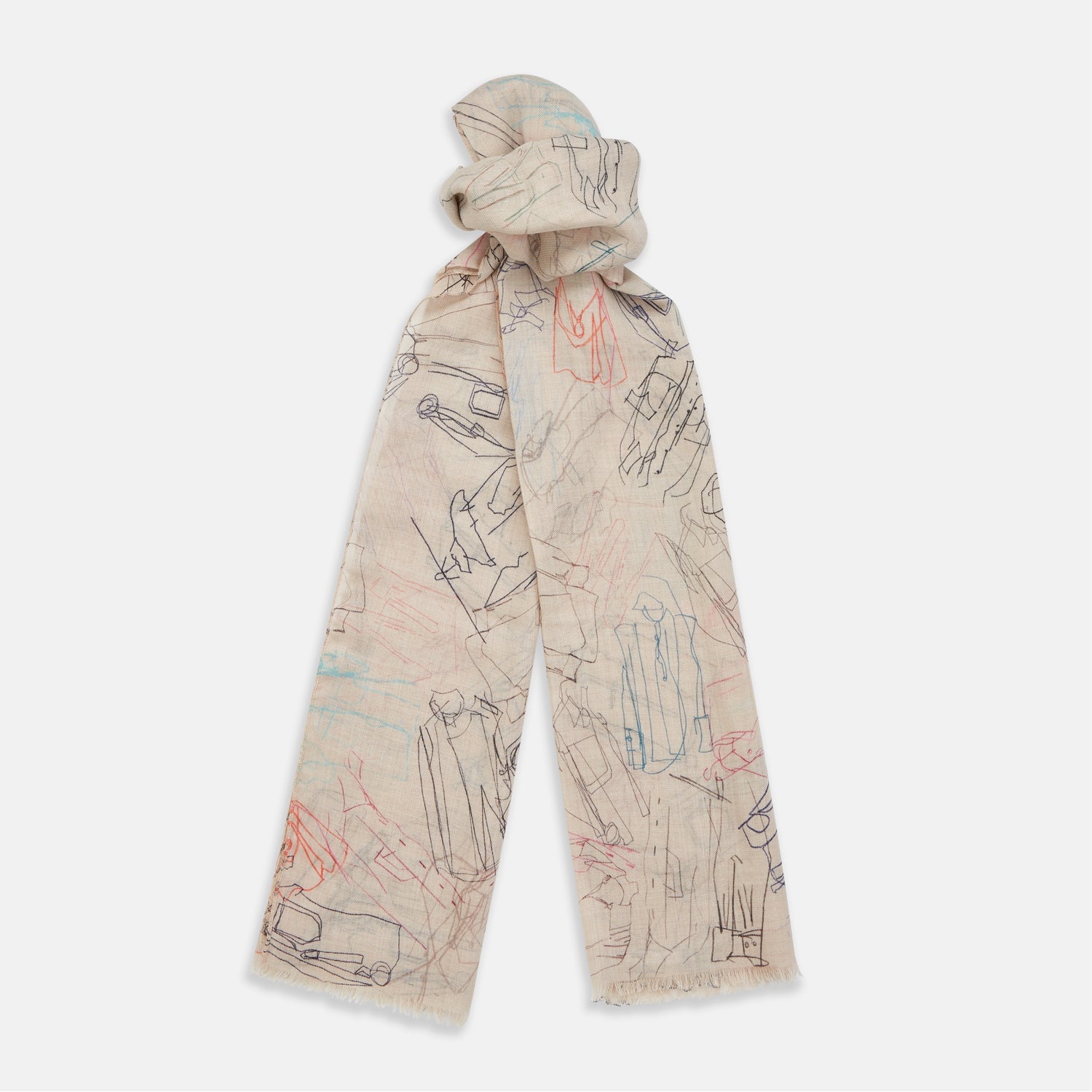 Sketched Pattern Wool Chilcott Scarf