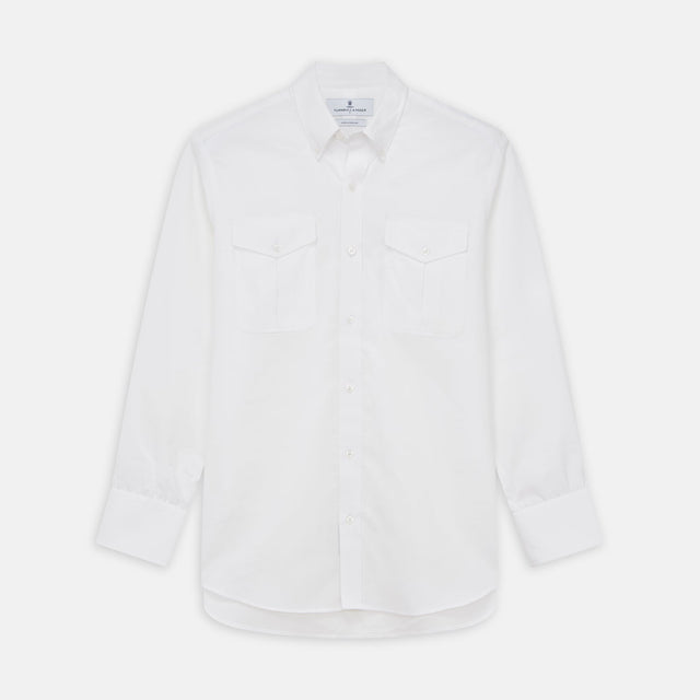 White Cotton Voile Weekend Fit Nevis Shirt
