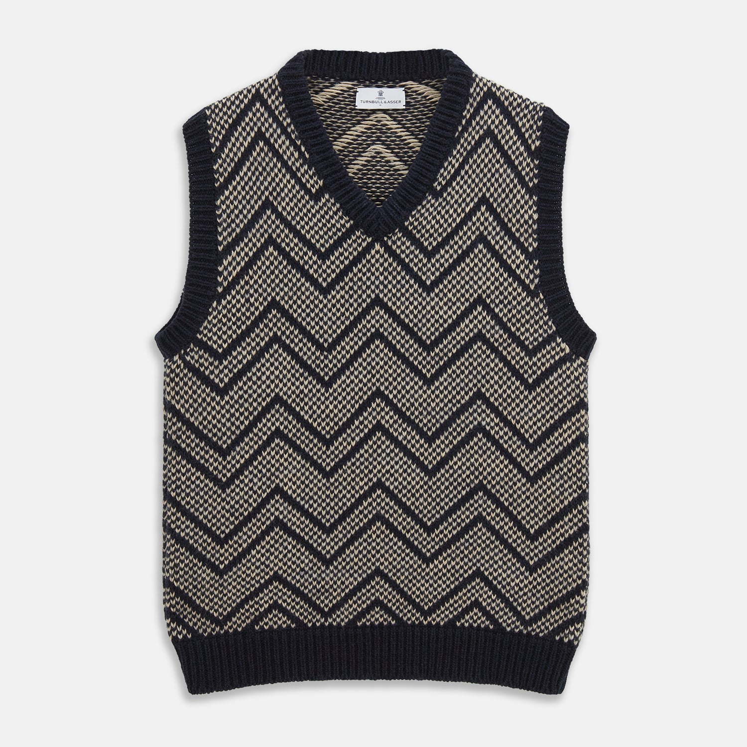 And White Wool Blend Albion Chunky Slipover