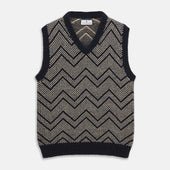 Navy and White Wool Blend Albion Chunky Slipover