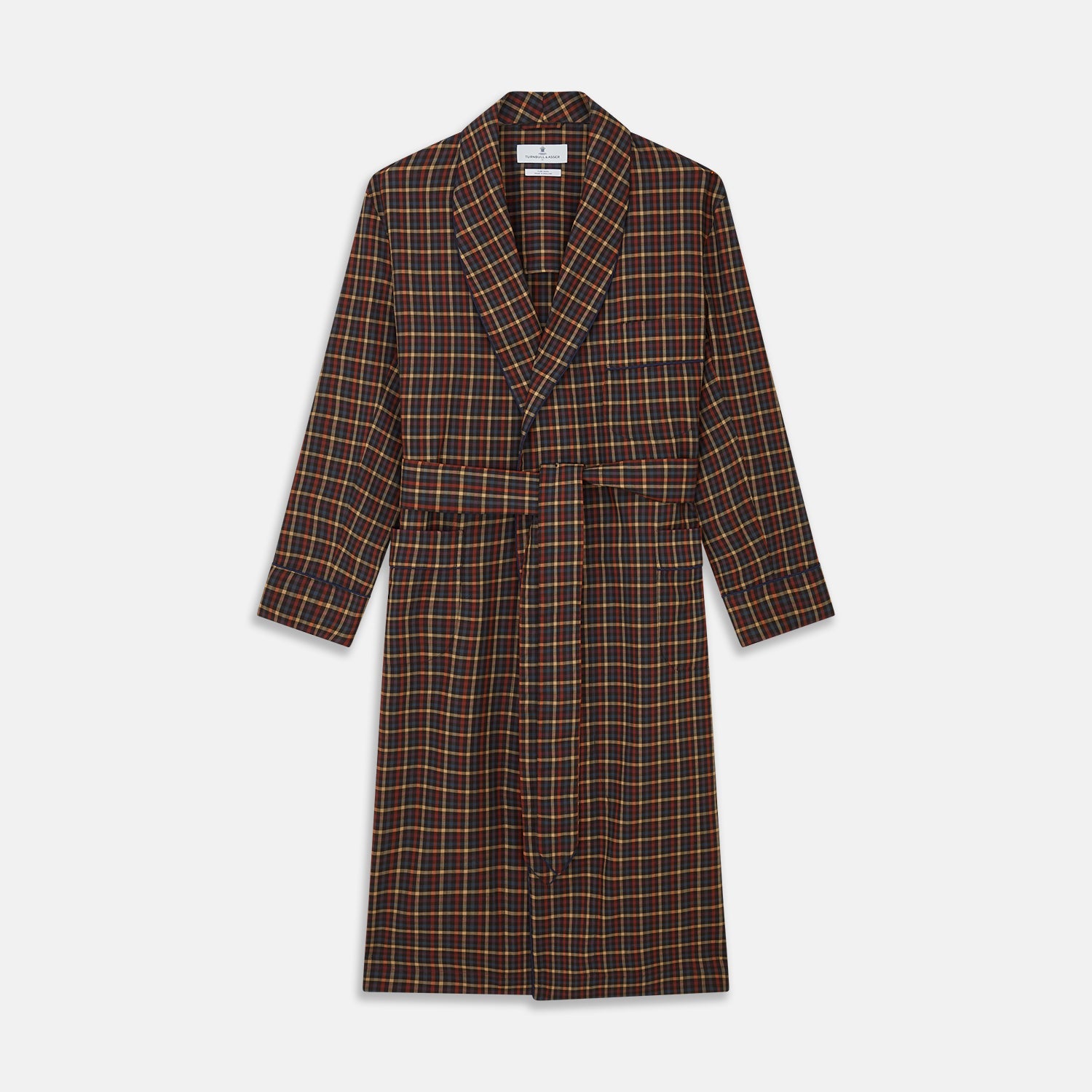 Yellow And Red Multi Check Wool Arnold Gown