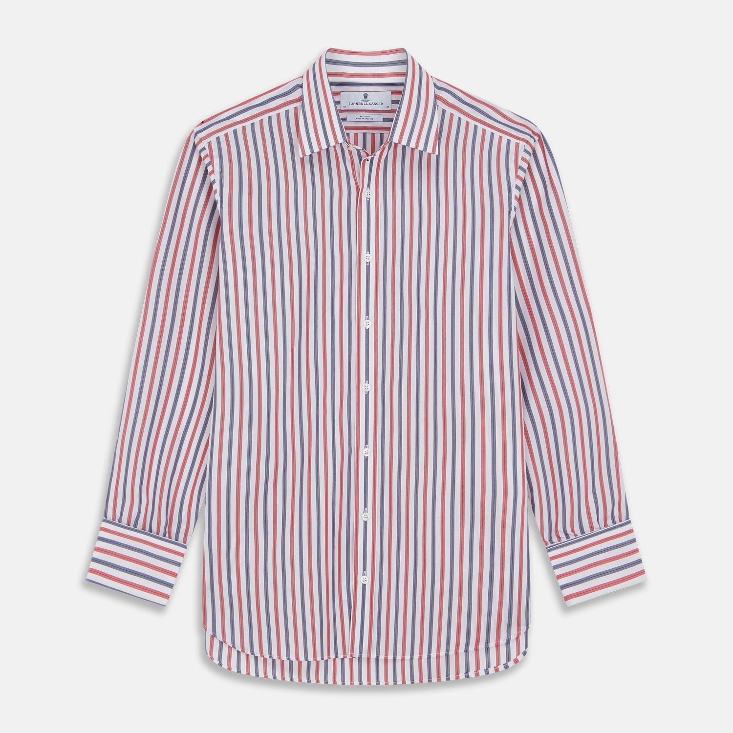 Red and Blue Stripe Cotton Regular Fit Whitby Shirt