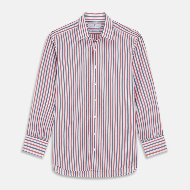 Red and Blue Stripe Cotton Regular Fit Whitby Shirt