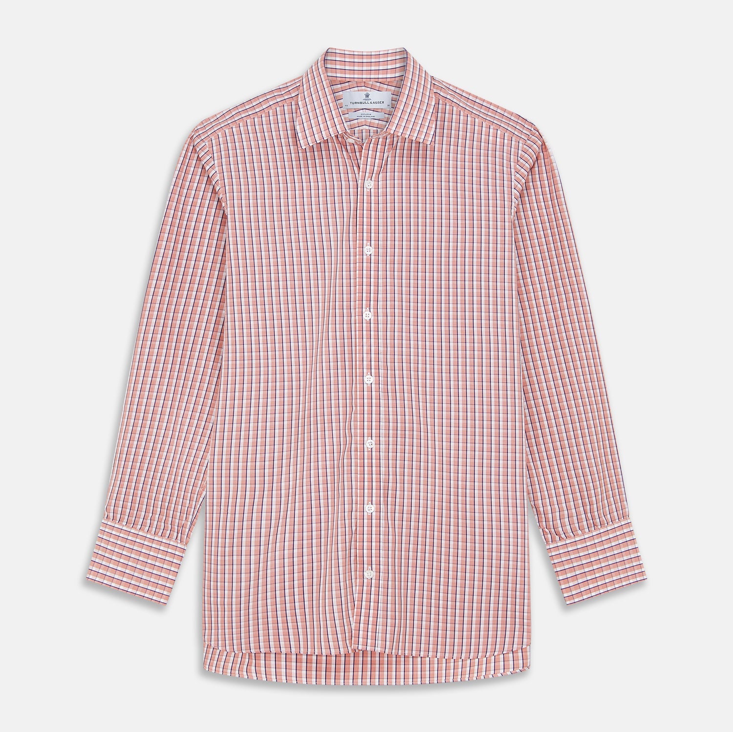 Orange and White Check Cotton Regular Fit Mayfair Shirt