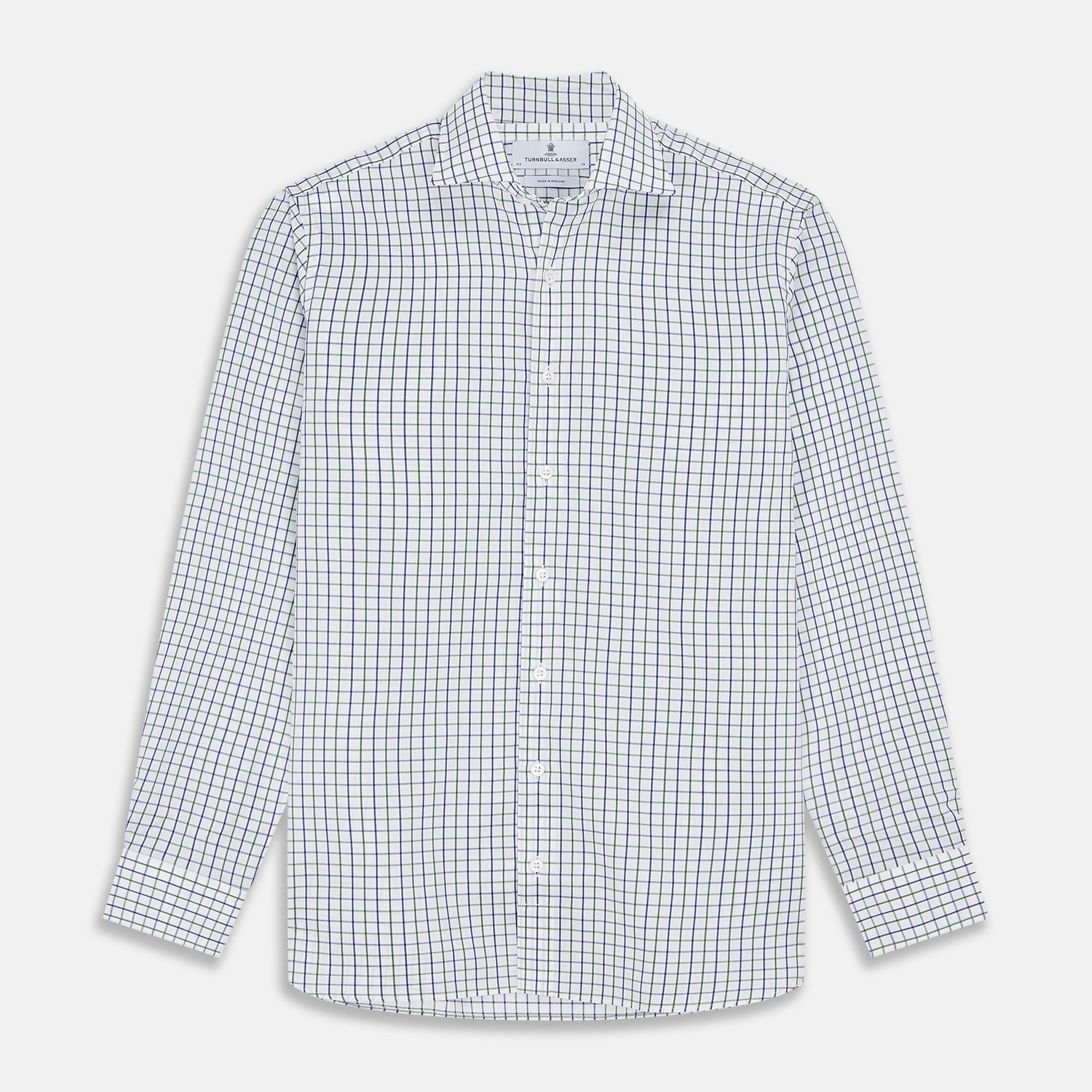 Green And Blue Check Cotton Tailored Fit Shelton Shirt