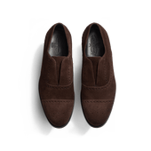 Iena Oxford with perforations [Men Dark brown suede calfskin]