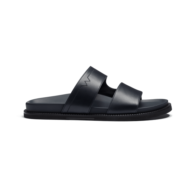 Anatomical Mule Double V [Initial Navy smooth calfskin]