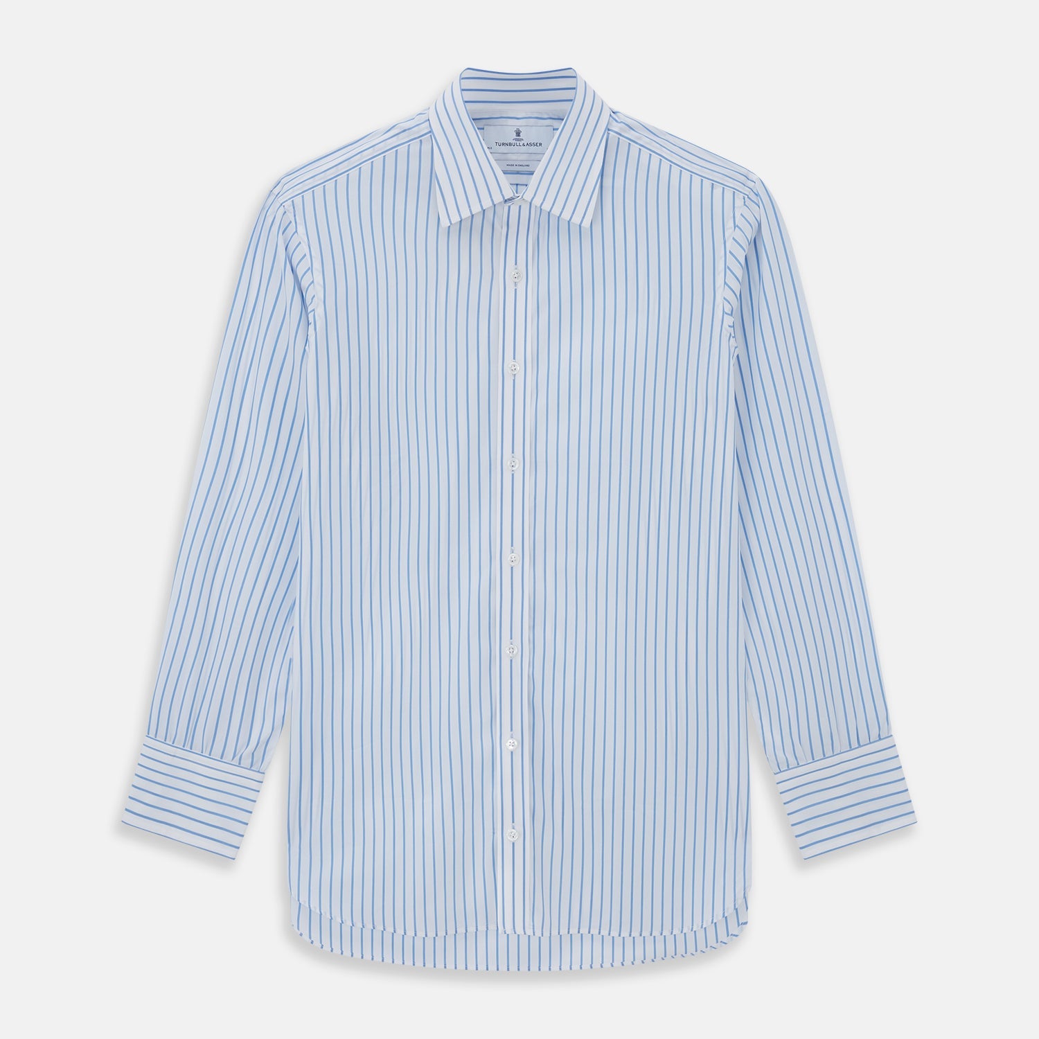 WHITE & BLUE STRIPE COTTON REGULAR FIT SHIRT