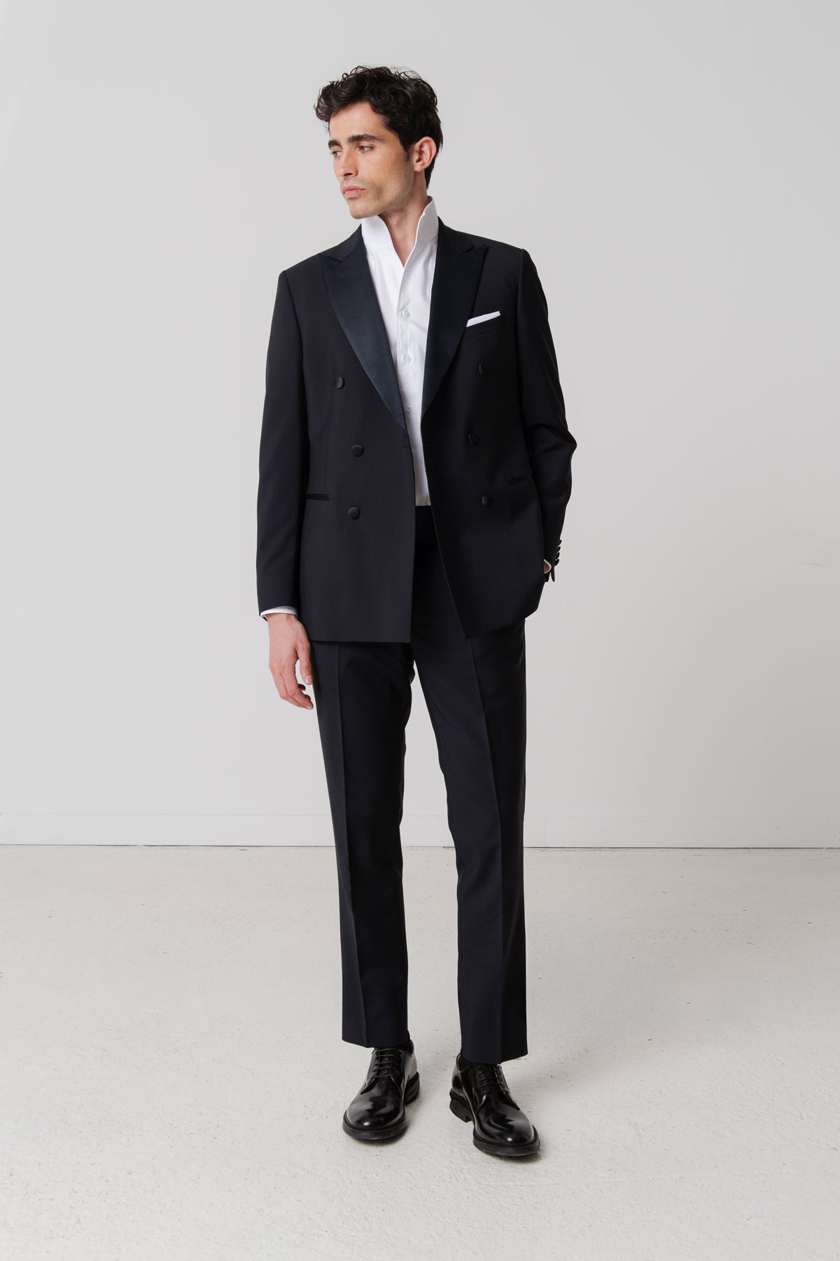 Hank double-breasted wool and mohair tuxedo