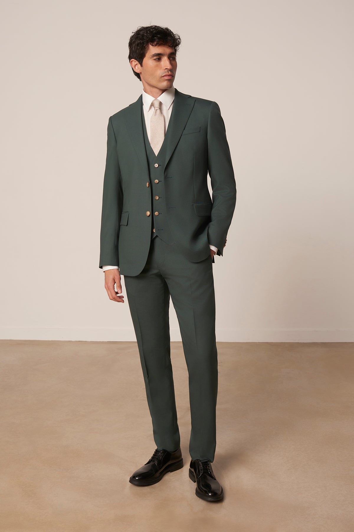 Green Molene Suit In Virgin Wool