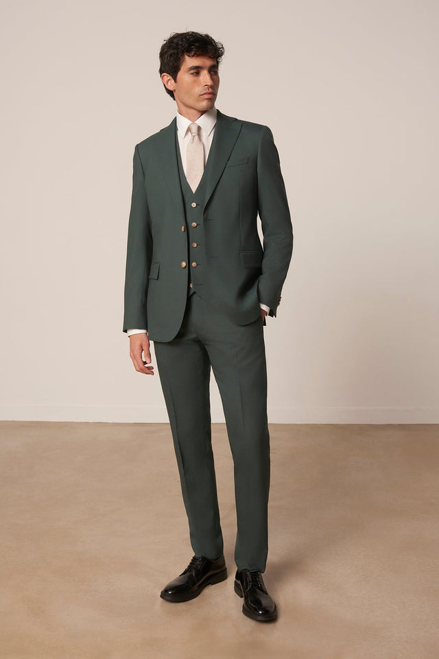 Green Molene suit in virgin wool