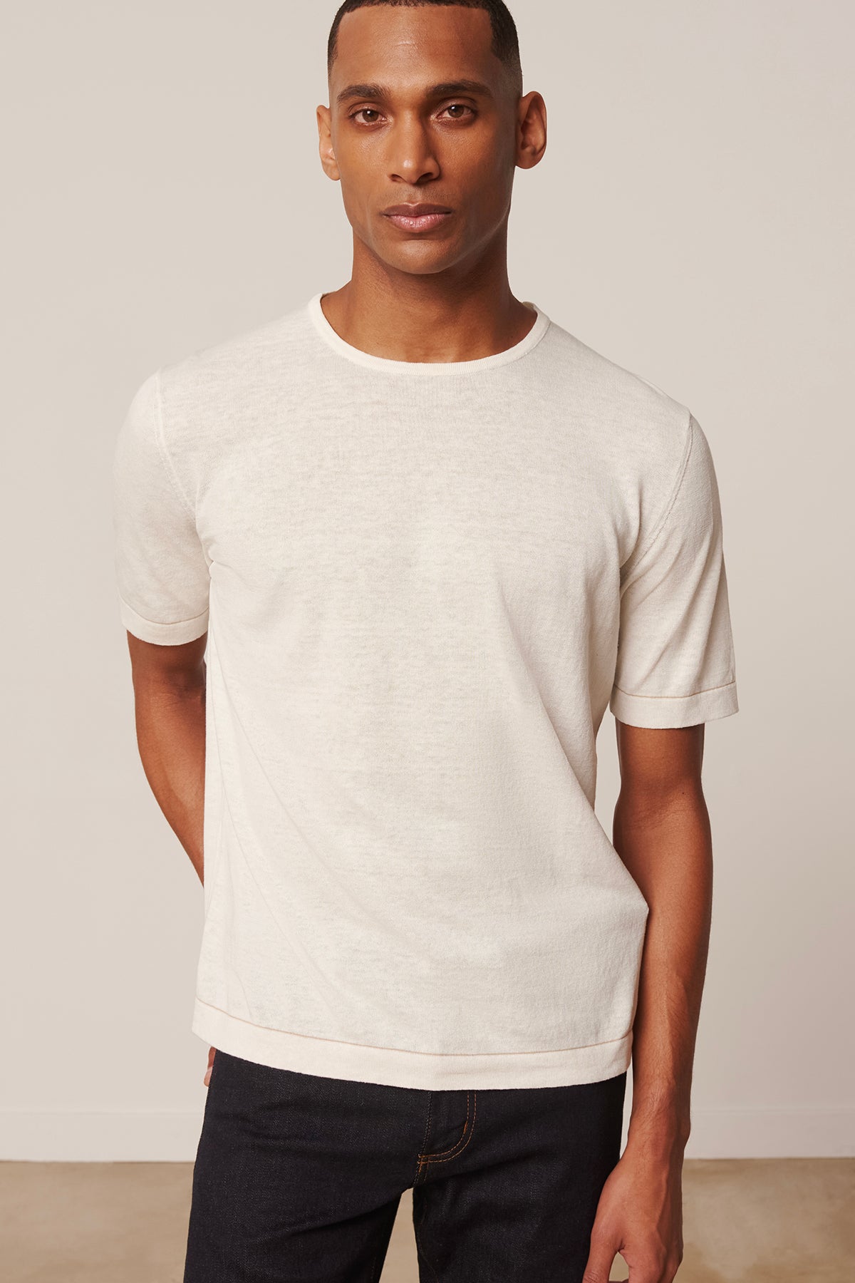T Shirt Diego En Coton Et Lin Blanc
