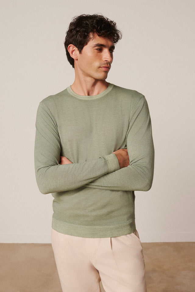 Pedro round neck merino wool sweater in green